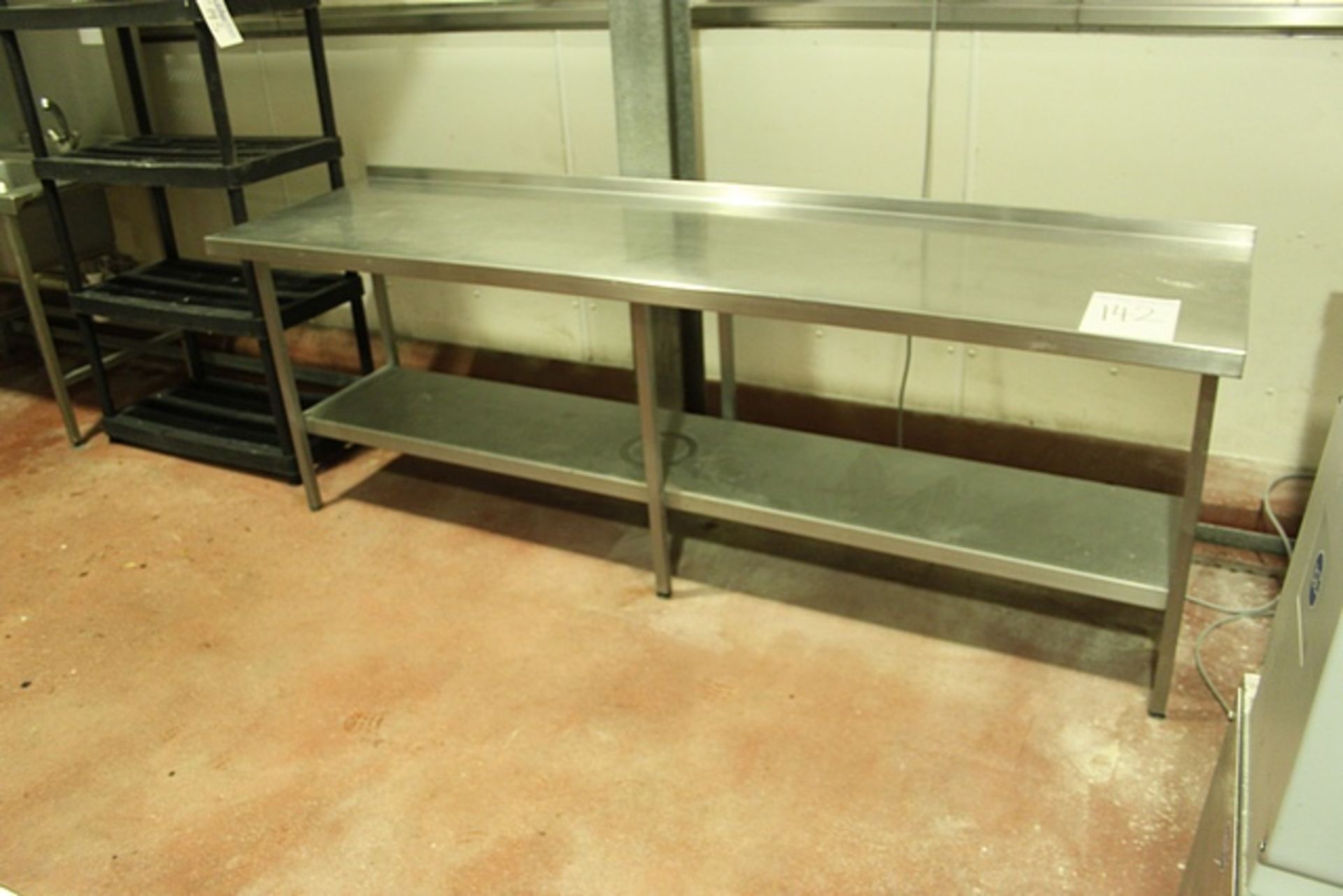 Stainless steel preparation table with up stand and shelf 2400mm x 650mm x 850mm