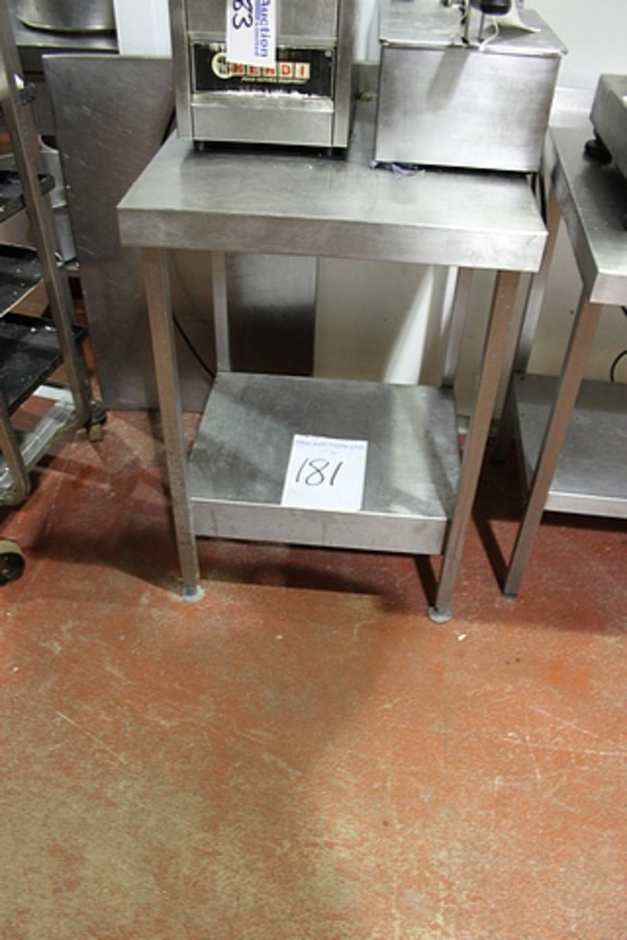 Stainless steel preparation table with up stand and shelf 580mm x 650mm x 870mm