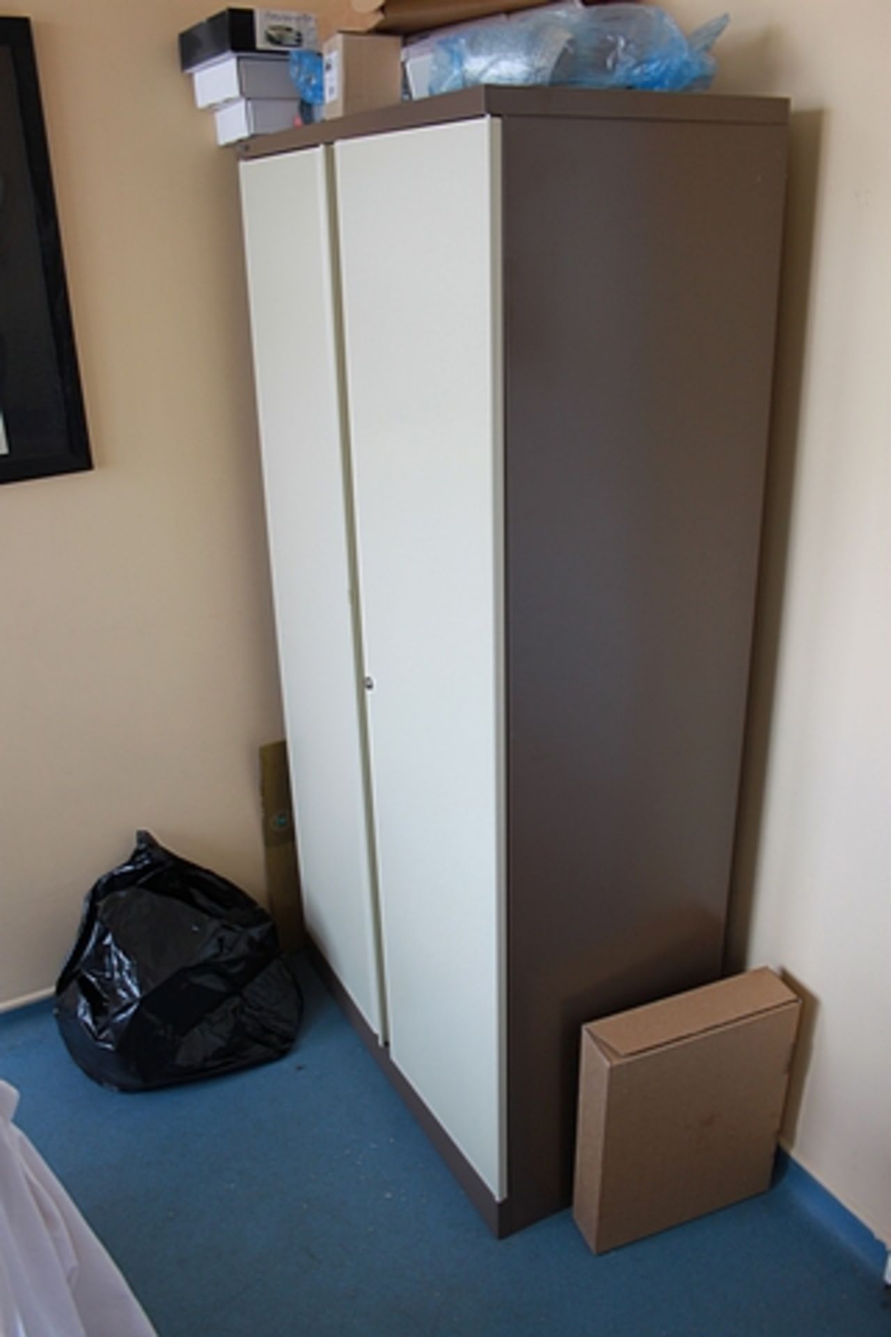 Content of managers office comprising desk, office chair, storage rack and two door storage cupboard - Image 4 of 4