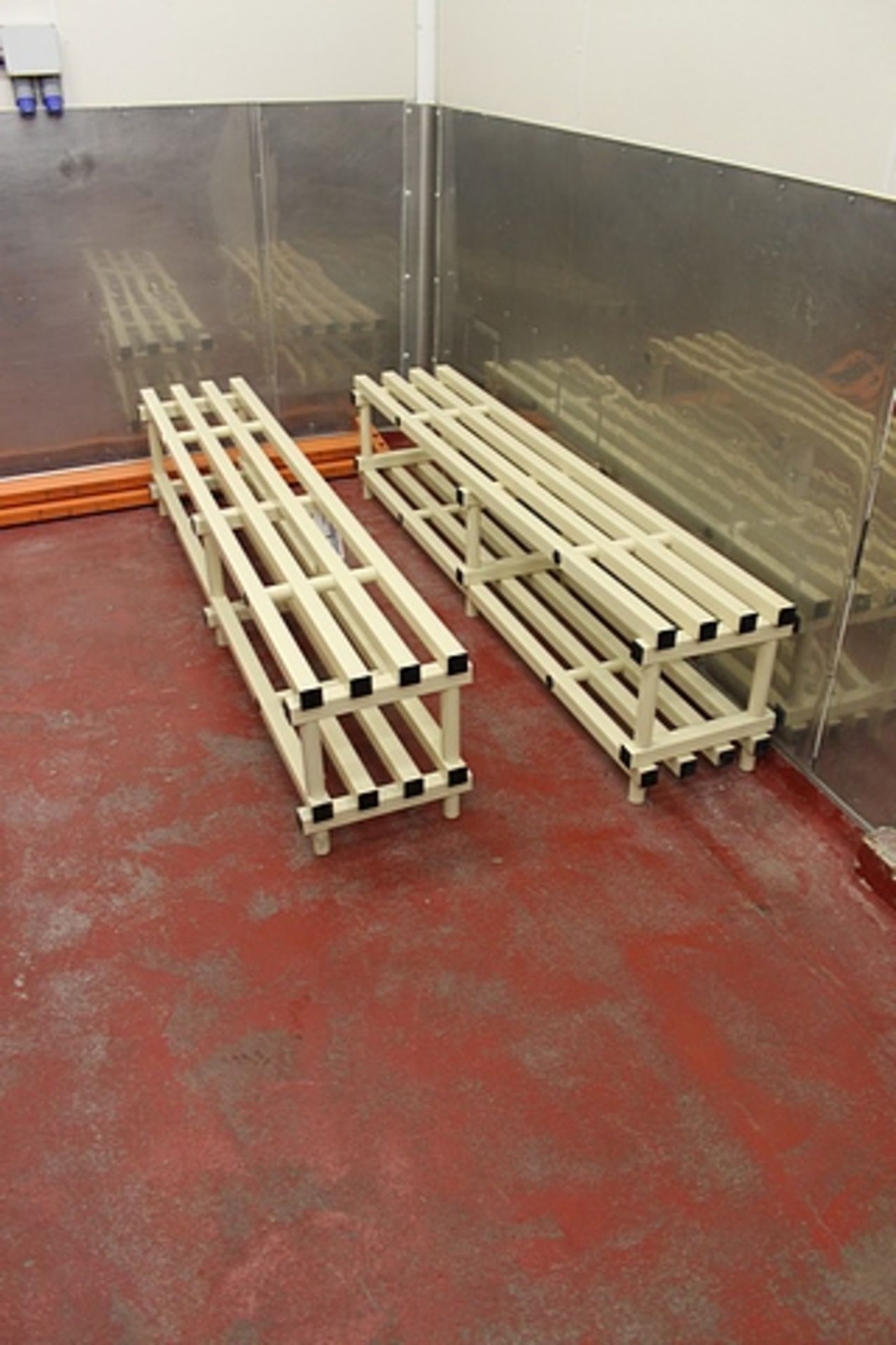 2 x plastic bench seat plastic changing room bench with undershelf for shoes rust, rot, corrosion