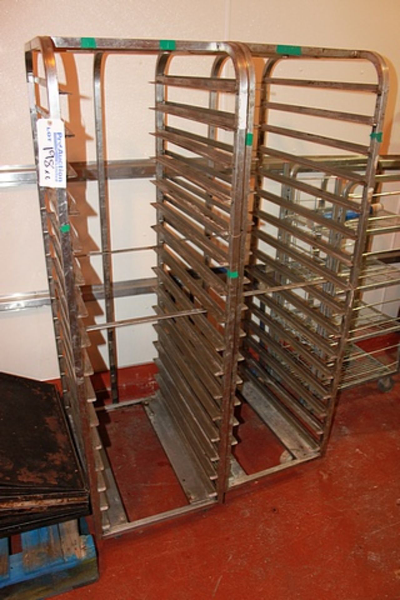 2 x Gastronorm stainless steel mobile racking trolley 20 tiers 470mm x 760mm x 1800mm