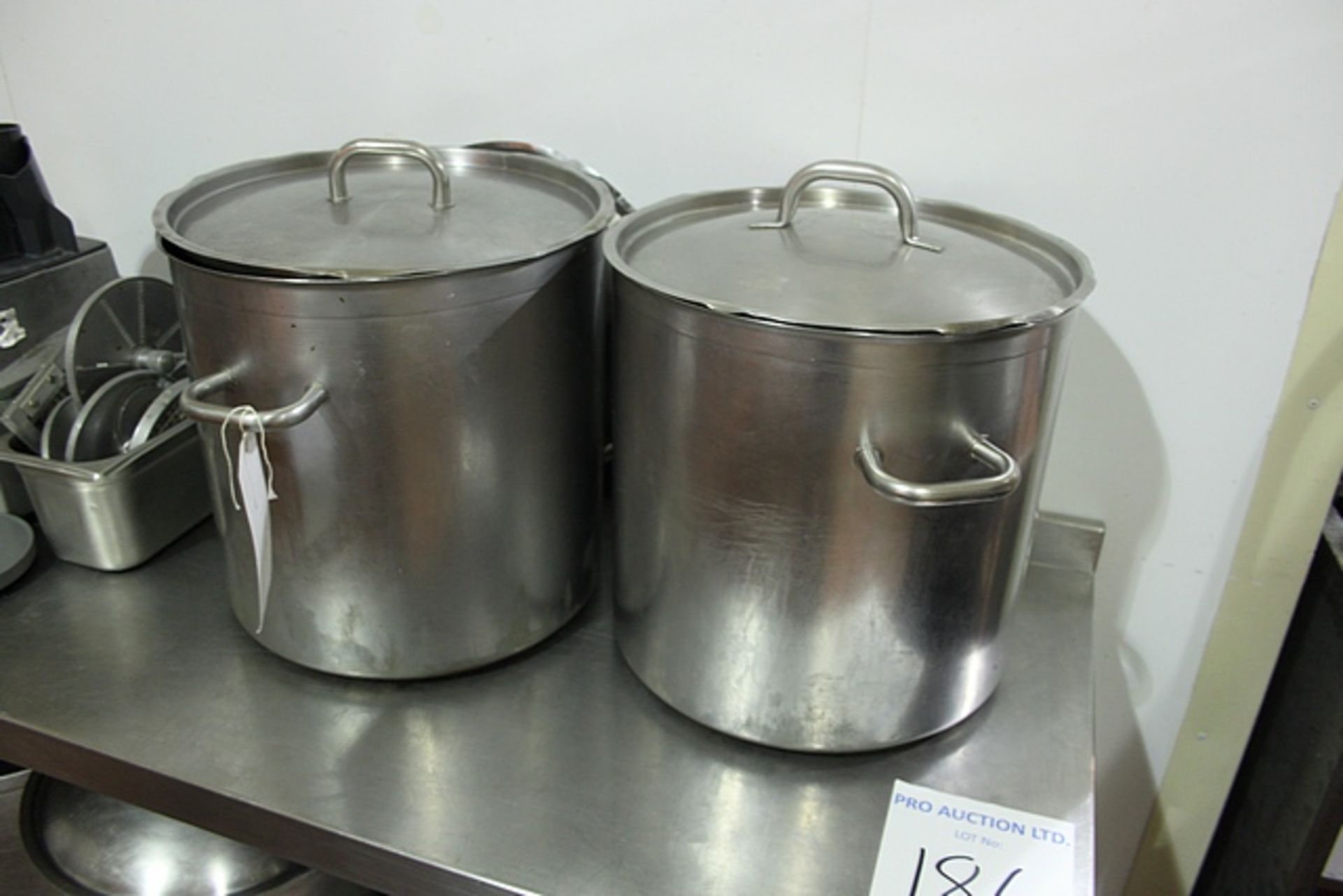 2 x stainless steel stock pots 415mm diameter
