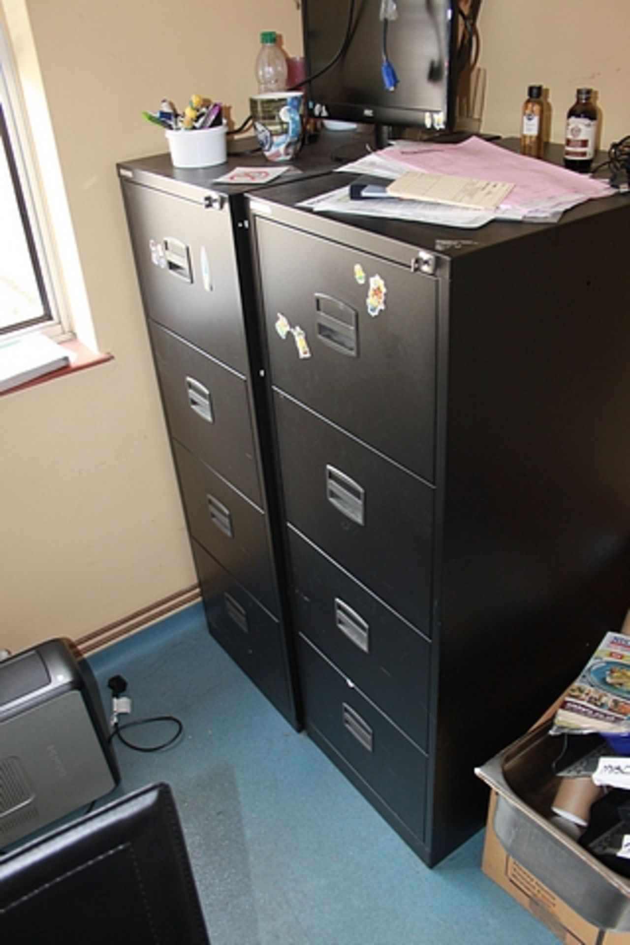 Contents of accounts office comprising desk, office chair, 2 x four drawer filing cabinets and two - Image 3 of 4