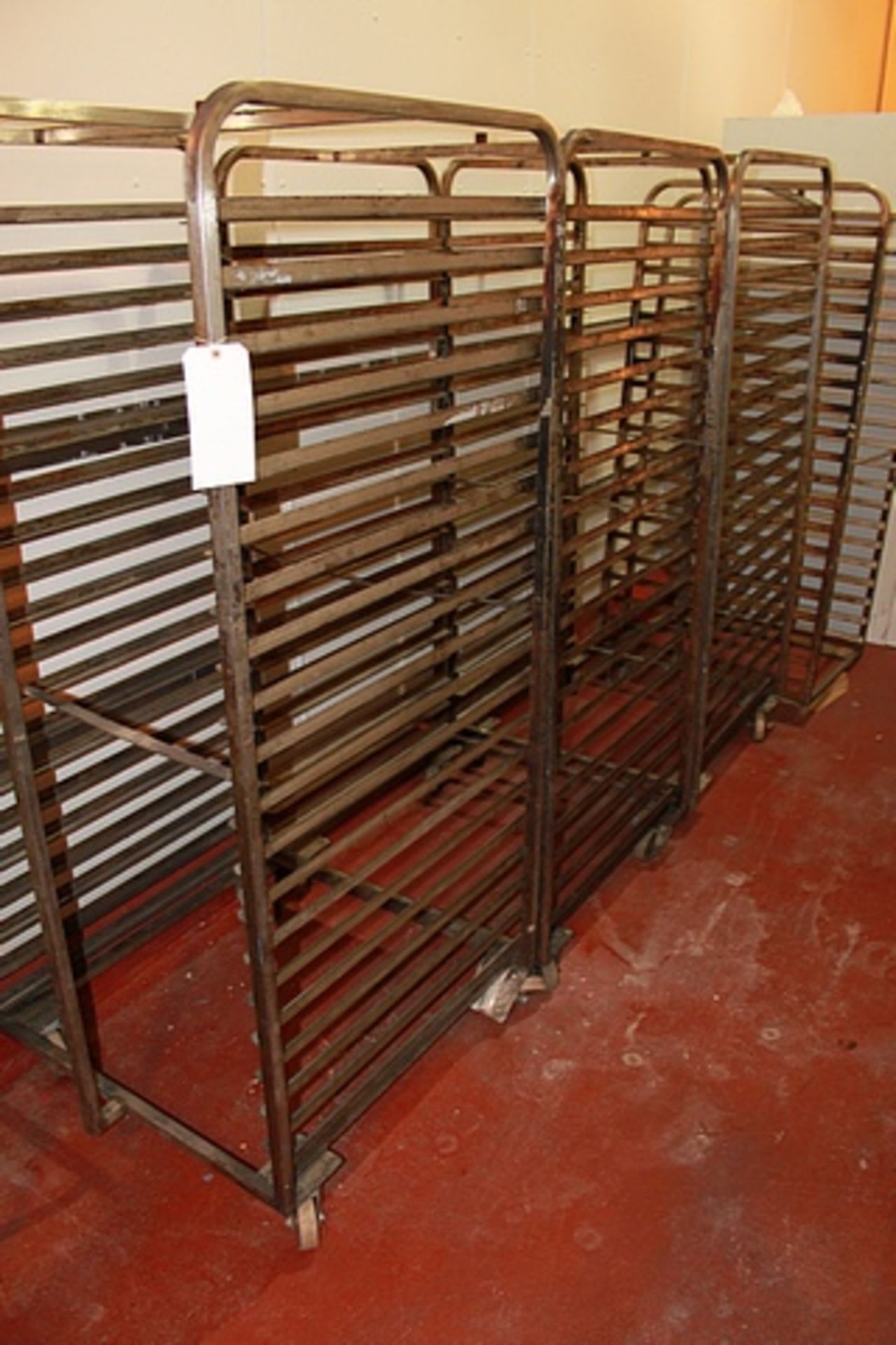 3 x stainless steel bakery racking trolley mobile 20 tier double stack 770mm x 820mm x 1800mm