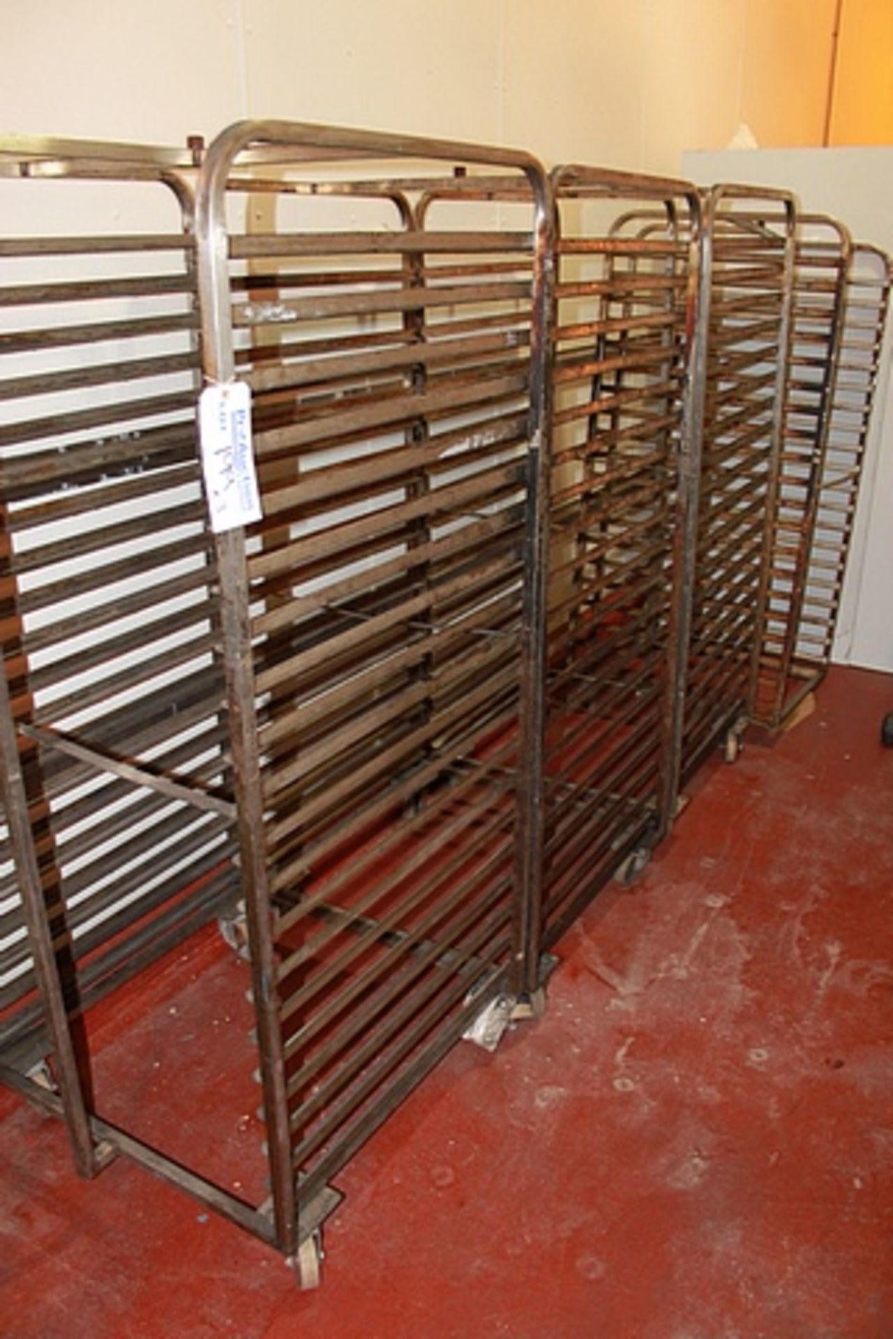 3 x stainless steel bakery racking trolley mobile 20 tier double stack 770mm x 820mm x 1800mm
