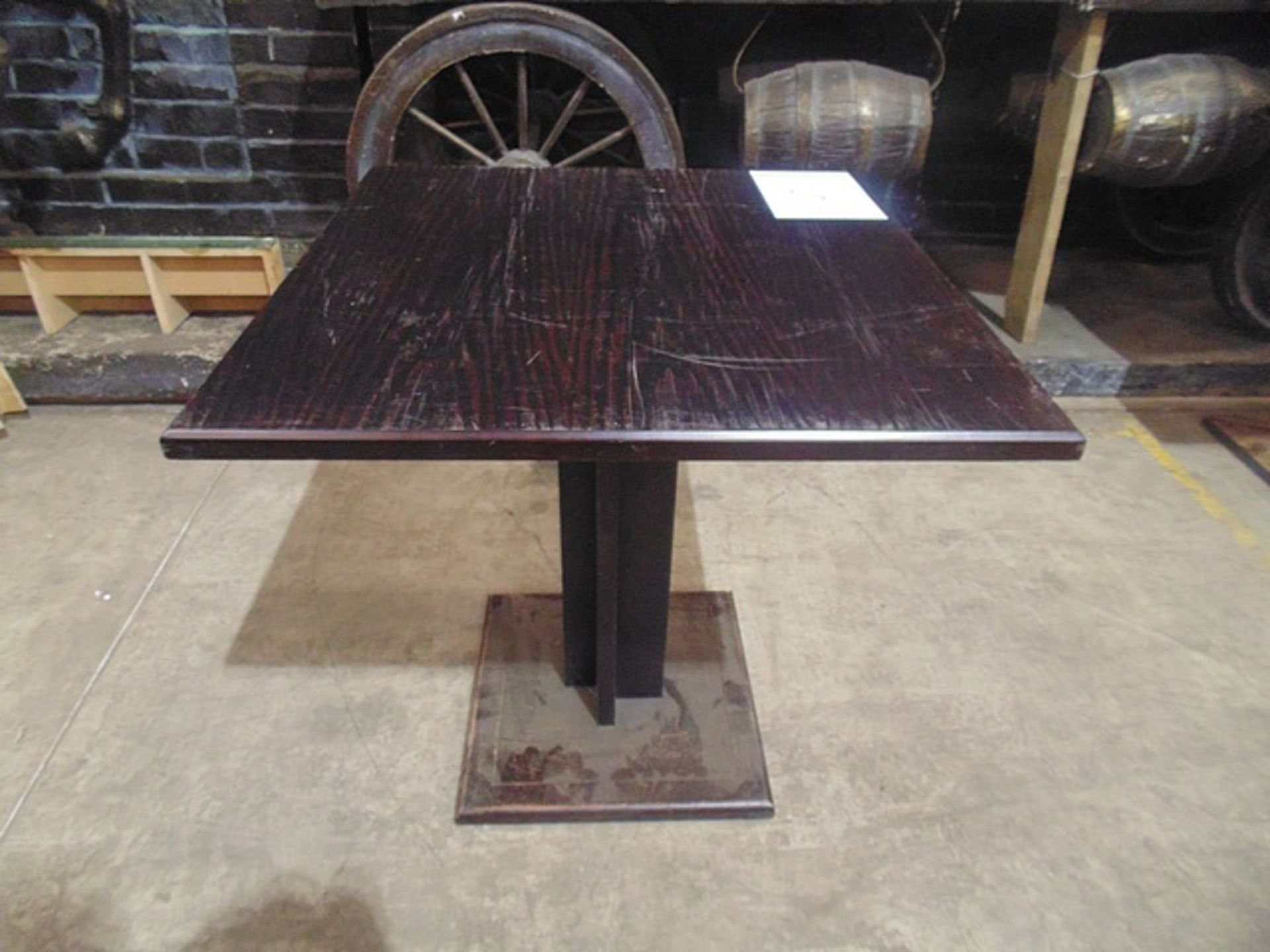 2 x Square mahogany wooden tables 760mm x 760mm x 800mm