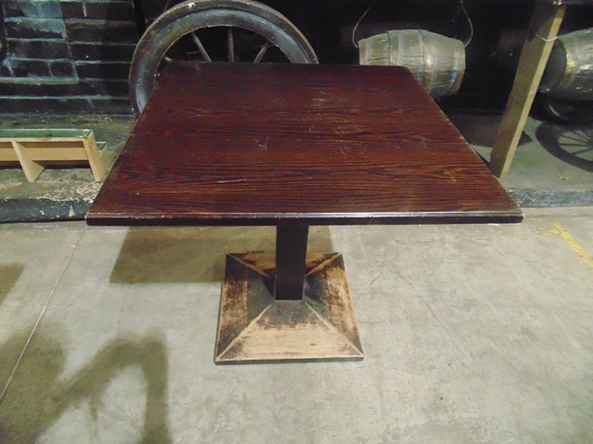 2 x Square mahogany wooden tables 800mm x 800mm x 800mm