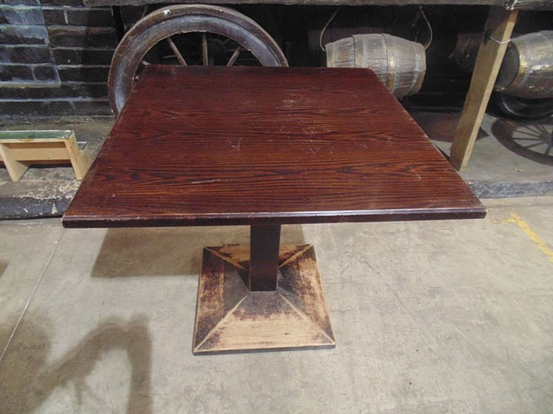 2 x Square mahogany wooden tables 800mm x 800mm x 800mm