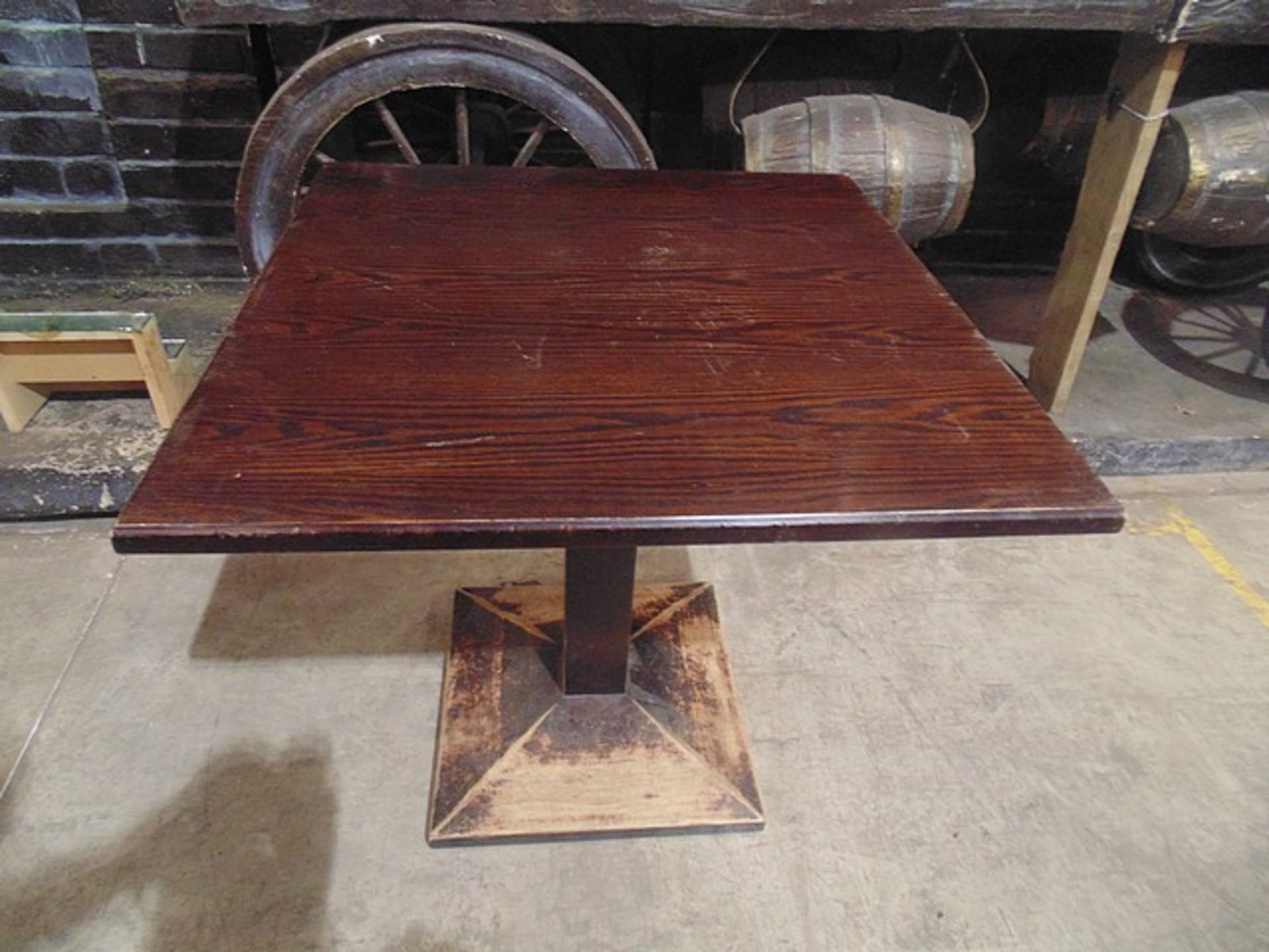 2 x Square mahogany wooden tables 800mm x 800mm x 800mm