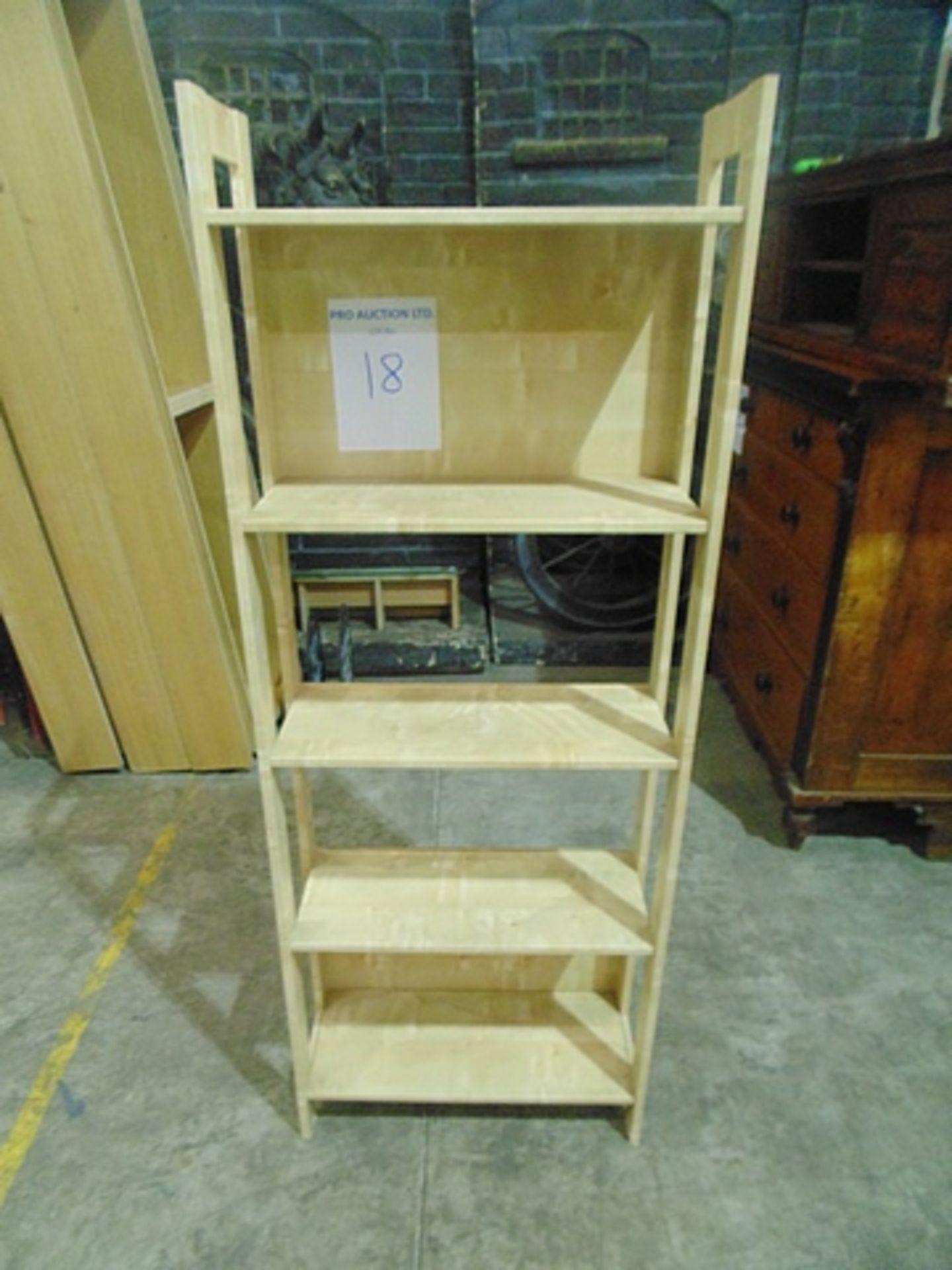 Pine bookcase five shelves 620mm x 250mm x 1650mm