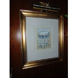 A framed pastel watercolour of a sunflower signature indistinct 580mm x 670mm