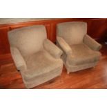 A pair of upholstered armchairs 520mm x 760mm x 880mm