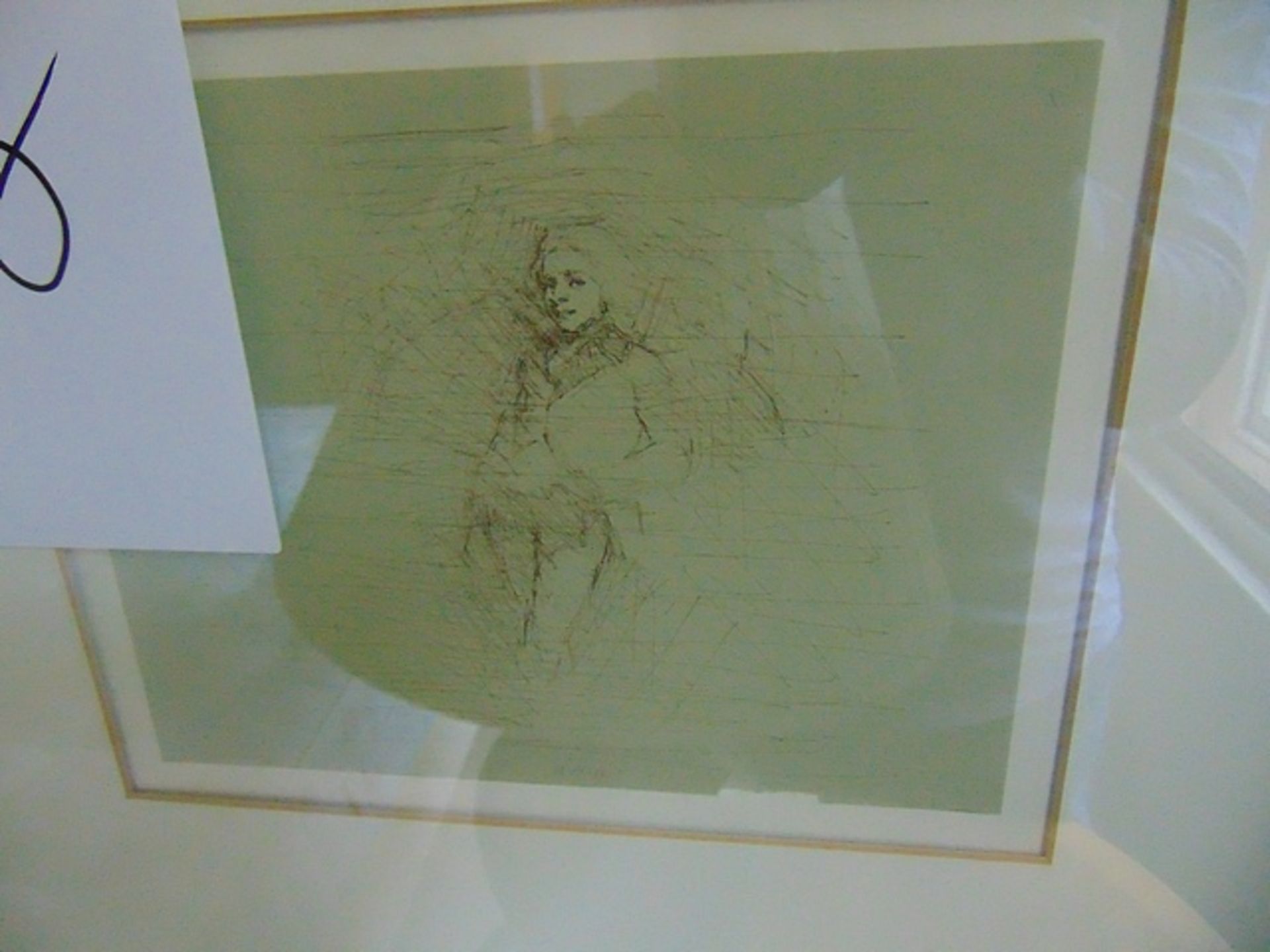 Framed artwork drawing of a gentlemen dated 1986 530mm x 500mm Lift out 5.00 - Image 3 of 3