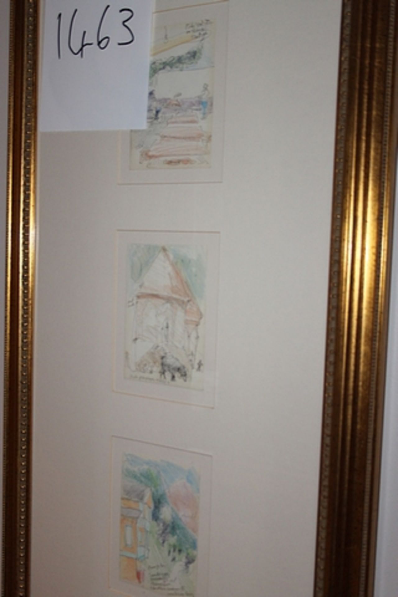 Framed artwork depicting 3 pastel drawings 470mm x 1000mm Lift out 5.00