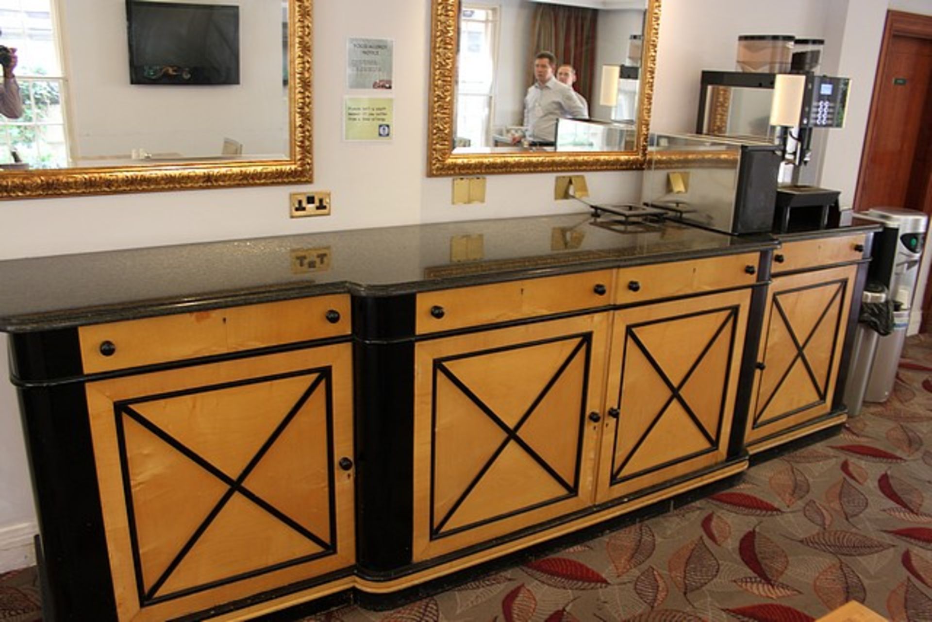 A Jules Leleu style buffet sideboard the breakfront rectangular granite top above four drawers and - Image 2 of 3