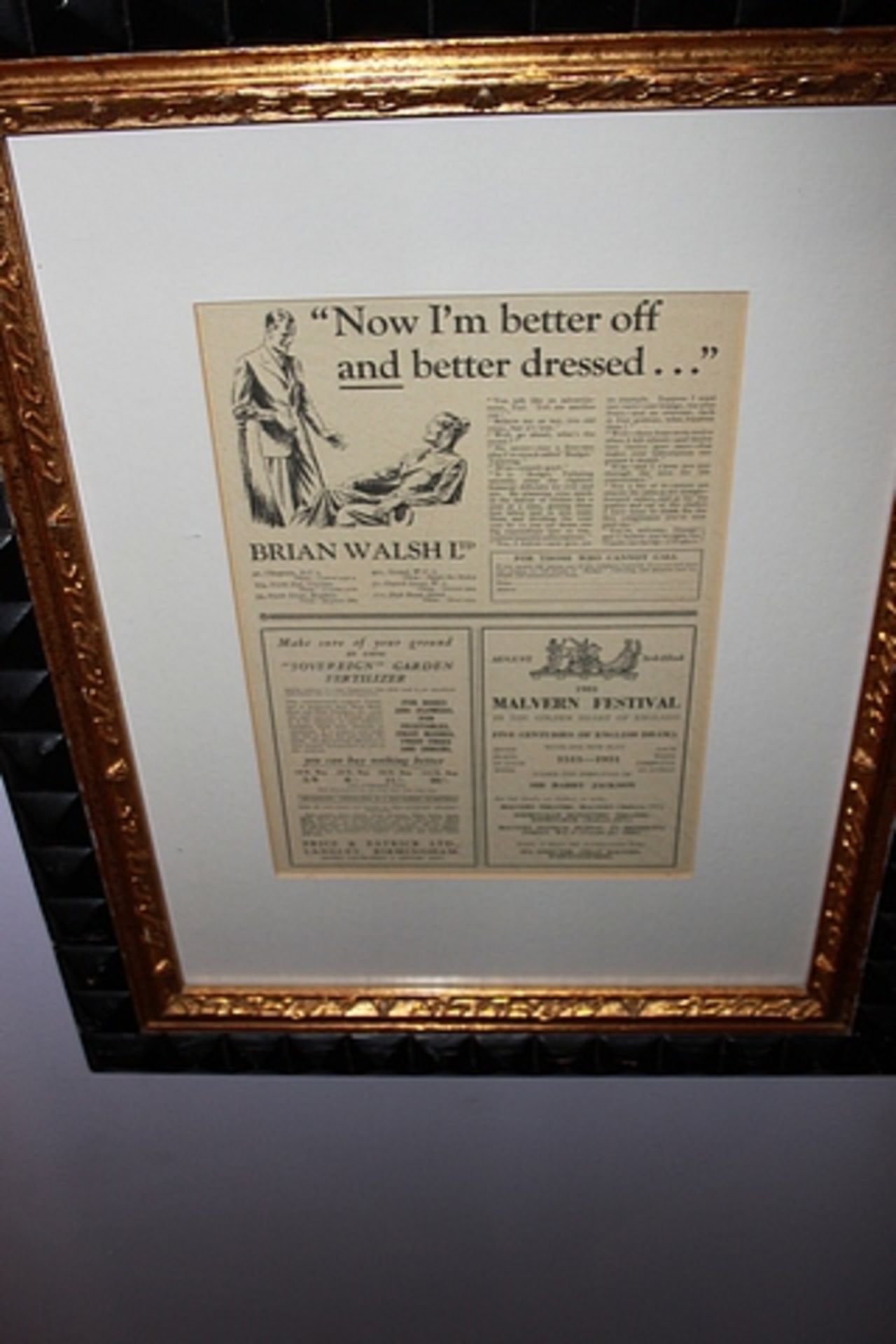 A pair of newspaper clipped posters , framed 440mm x 540mm with brass picture lamp - Image 3 of 3