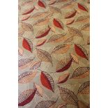 Commercial heavy duty mixed carpet with a tonal repeating leaf pattern approximately 11m x 5m