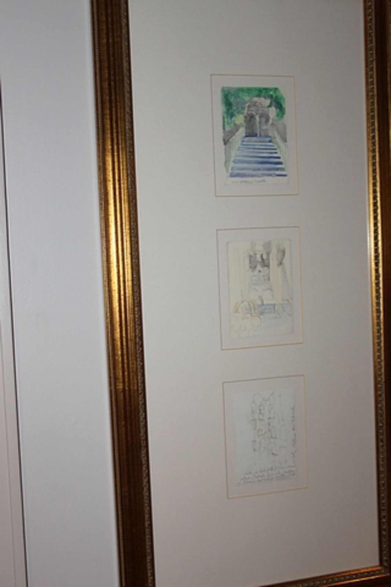 Framed artwork depicting 3 pastel drawings 470mm x 1000mm Lift out 5.00