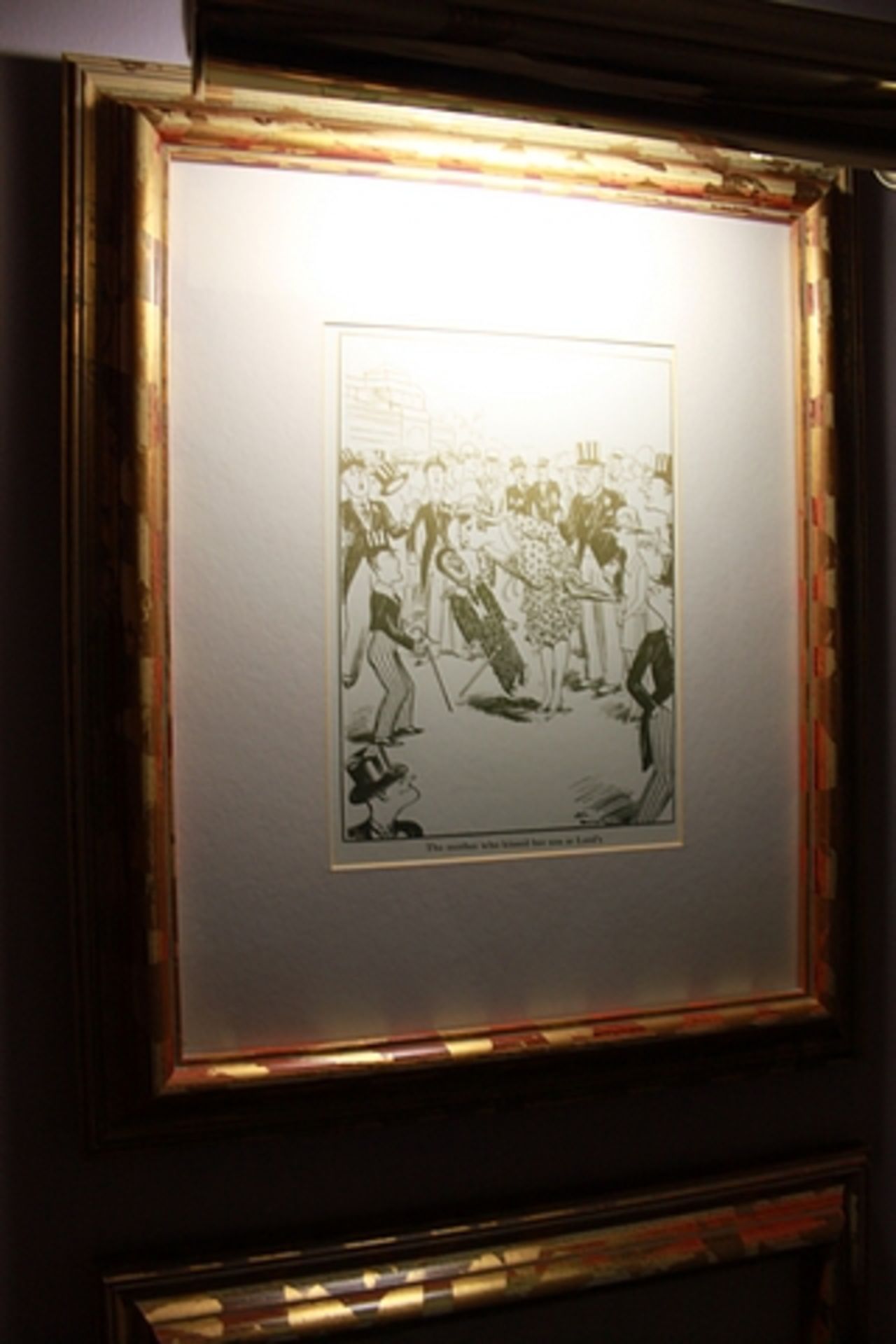 A pair of framed HM Bateman vintage humorous prints The Mother Who Kissed her Son at Lords and - Image 2 of 2