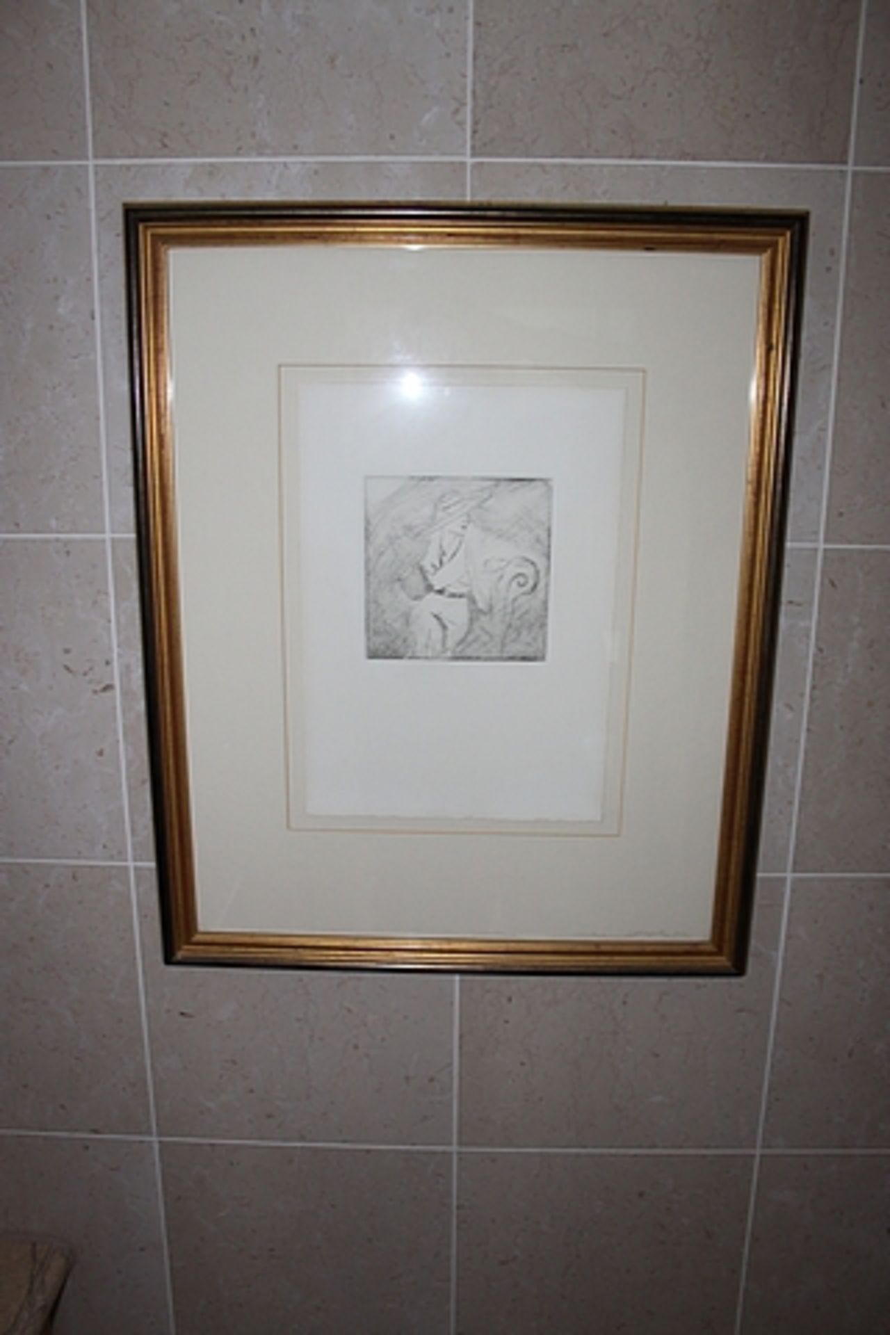 Abstract art pencil and charcoal gilt framed 540mm x 650mm