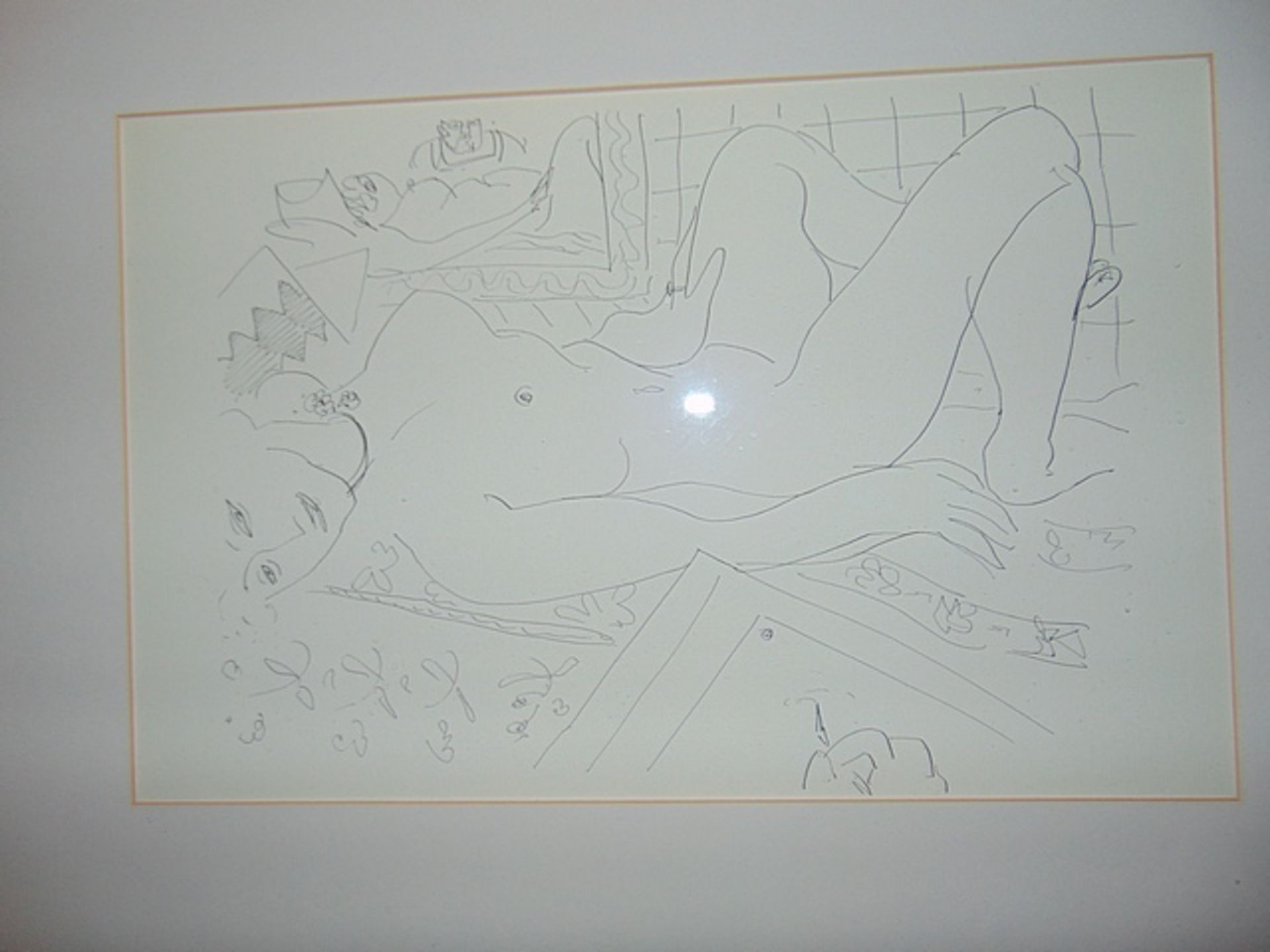 Contemporary sketch drawing of a recumbent nude 780mm x 630mm Lift out 5.00 - Image 5 of 6