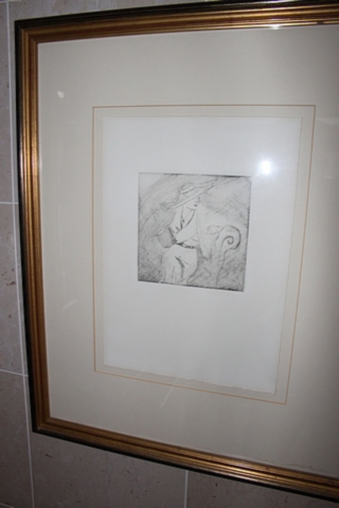 Abstract art pencil and charcoal gilt framed 540mm x 650mm - Image 2 of 2