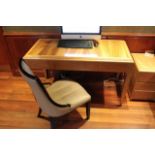 Writing desk single drawer mounted on stocky tapering legs 1330mm x 600mm x 770mm complete with side
