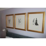 A set of three black and white photoprints framed 500mm x 590mm
