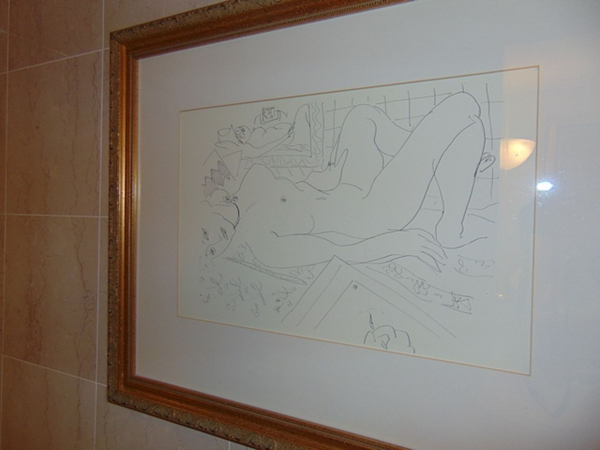 Contemporary sketch drawing of a recumbent nude 780mm x 630mm Lift out 5.00 - Image 2 of 6