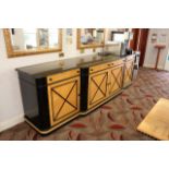 A Jules Leleu style buffet sideboard the breakfront rectangular granite top above four drawers and