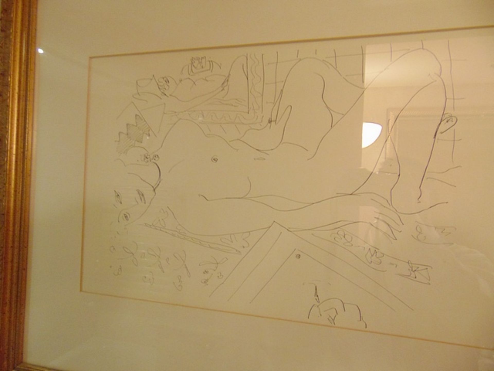 Contemporary sketch drawing of a recumbent nude 780mm x 630mm Lift out 5.00