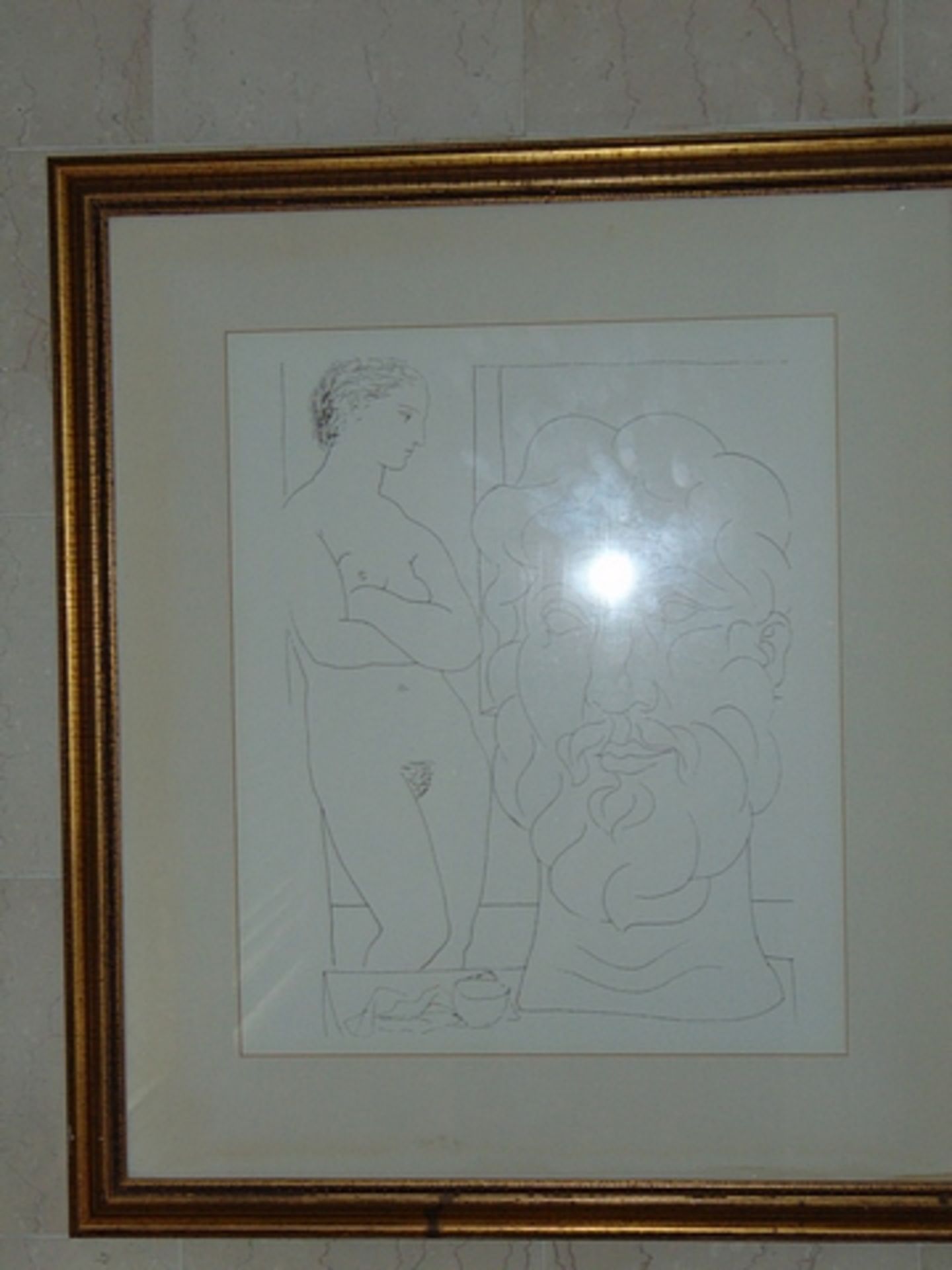 Abstract sketch drawing of a nude and face 790mm x 900mm Lift out 5.00 - Image 3 of 4