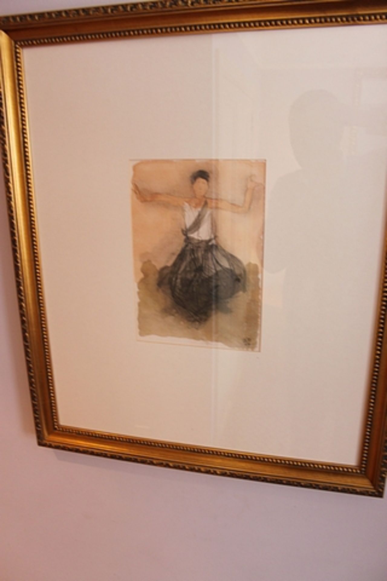 Watercolour signed MR 4429 depicting a woman gilt framed 675mm x 800mm