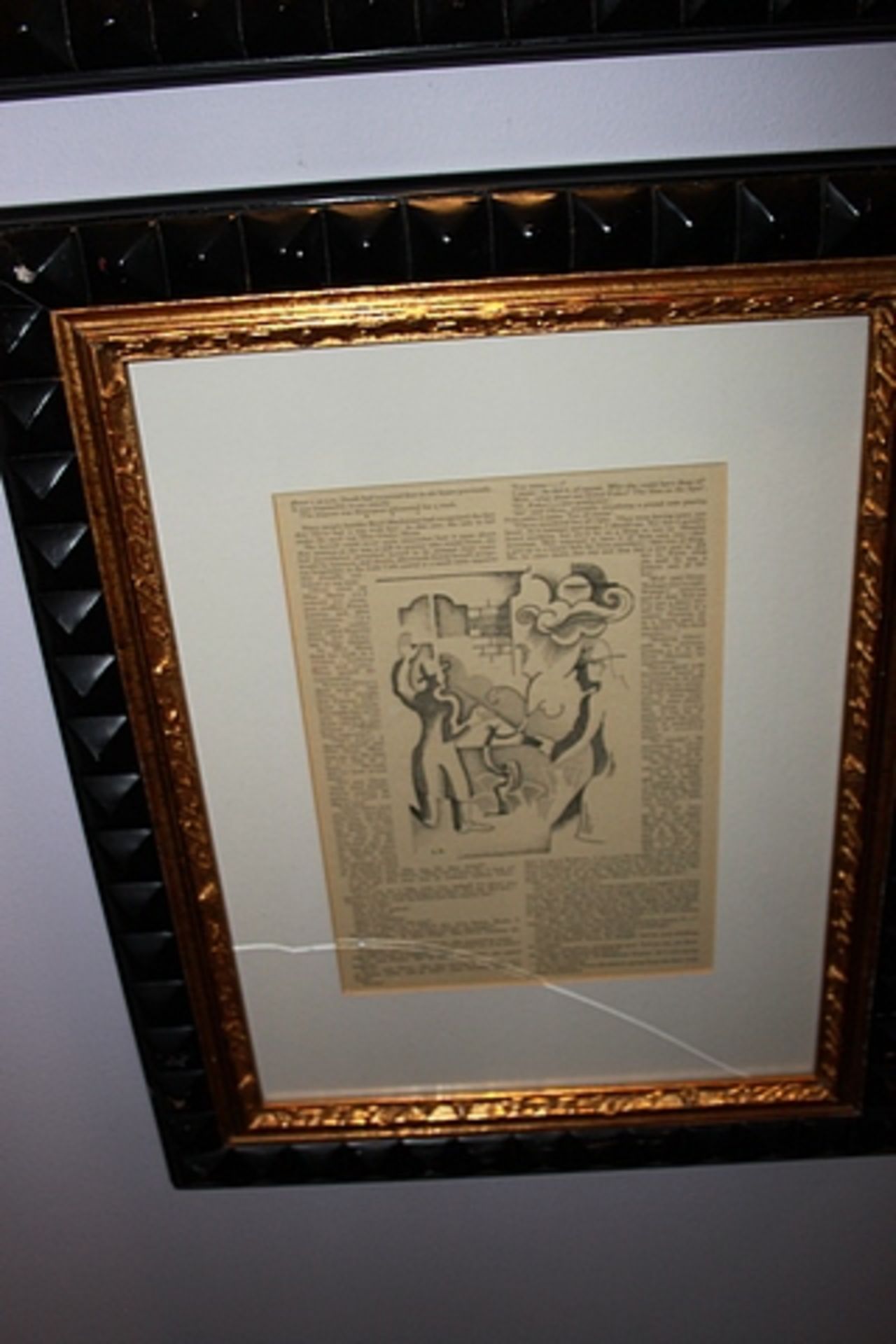 A pair of newspaper clipped posters , framed 440mm x 540mm with brass picture lamp - Image 3 of 3