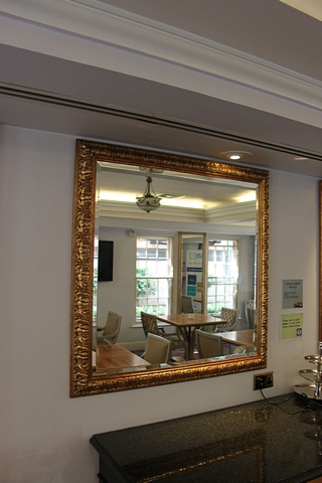 Georgian style gilt framed hanging wall mirror with decorative foliate frame 1080mm x 1090mm