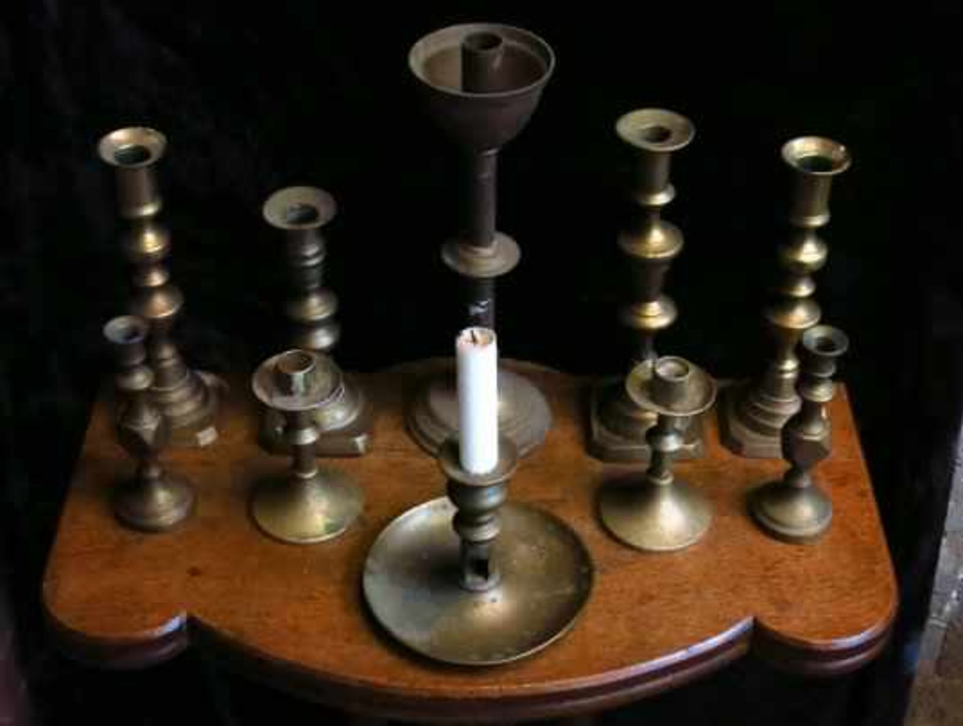 Assorted Lot of 10 Antique Brass Candlesticks - Image 2 of 6