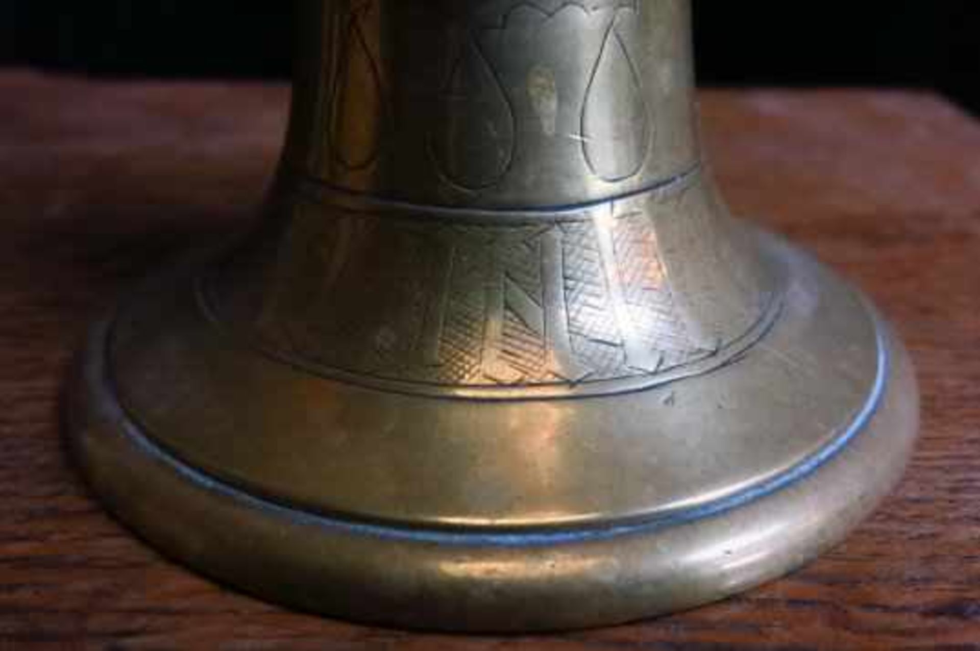 Inscribed Victorian Gothic Brass Flower Vases - Image 3 of 4