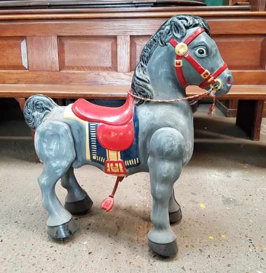 Mobo Early 1960s Tin Plate Wheeled Pedal Horse