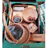 Box9 Assorted Wooden Objets Treen Boxes and Lanterns