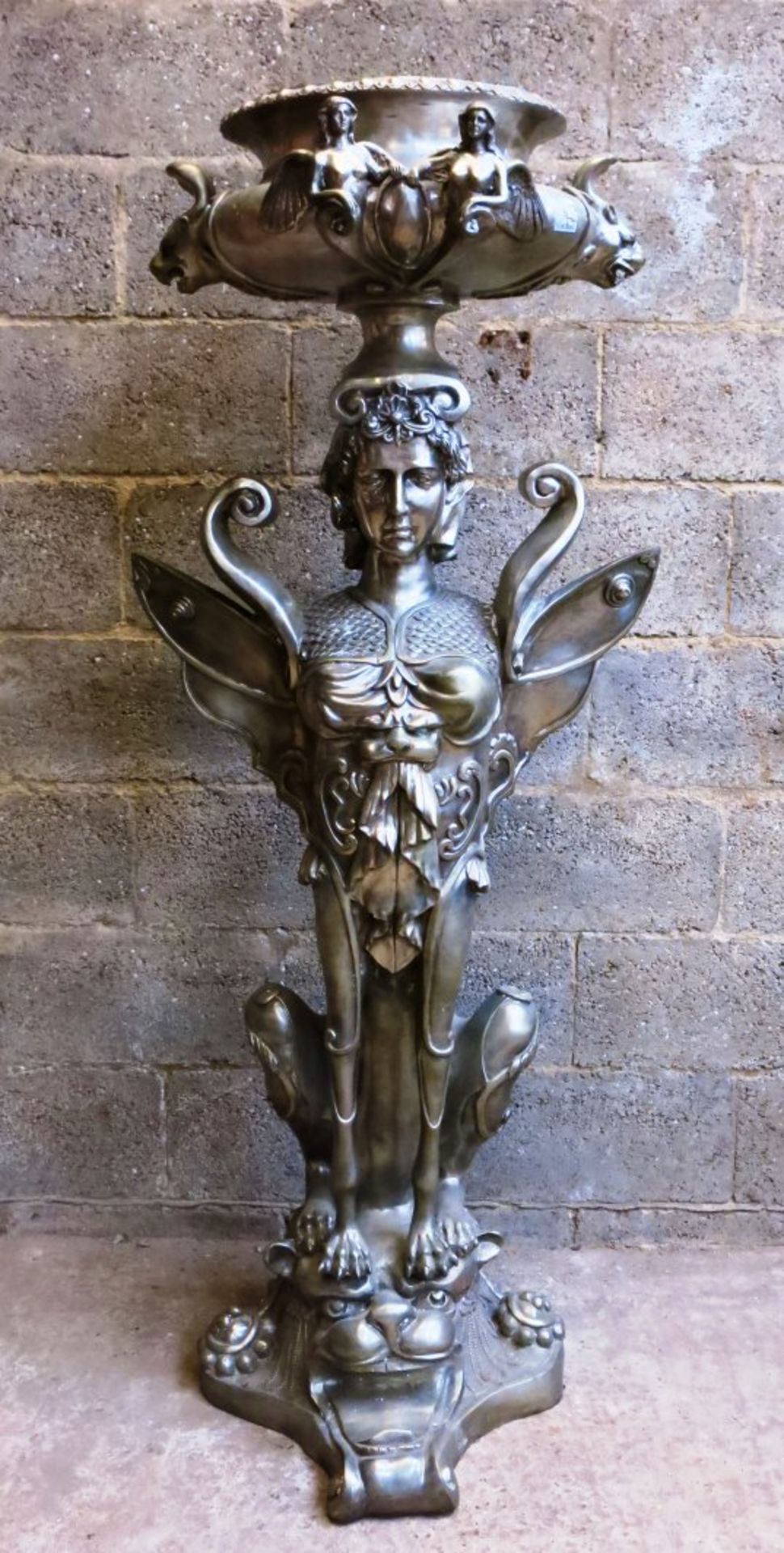 Fantastical Steel Sphinx Urn / Water Feature - Image 2 of 3