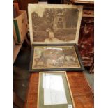 Three Pictures - Old Photograph Loxhill Post Office Hunting Scene and Nude