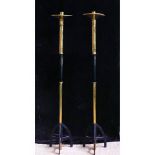 Pair of Modern Brass and Steel Acolyte Candlesticks and Bases