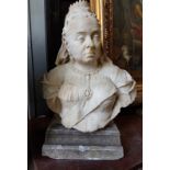 Hand Carved Marble Bust of Queen Victoria Circa 1890