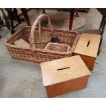 Large Wicker Basket with other wicker boxes basket and two Ballot Boxes