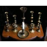 Assorted Lot of 10 Antique Brass Candlesticks