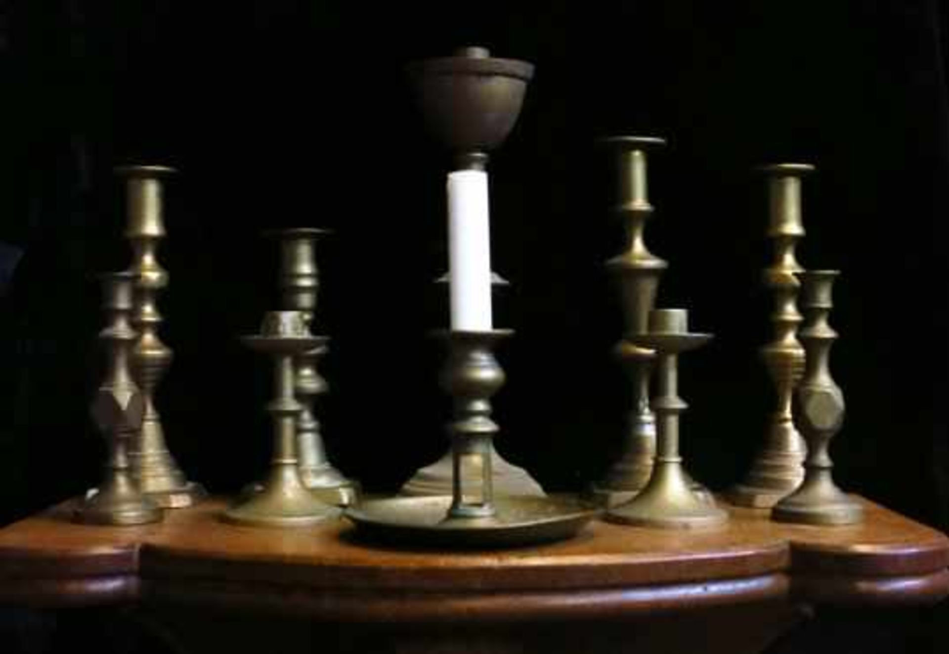 Assorted Lot of 10 Antique Brass Candlesticks - Image 4 of 6