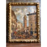 Very Large Oil Painting of Sicilian Street Scene