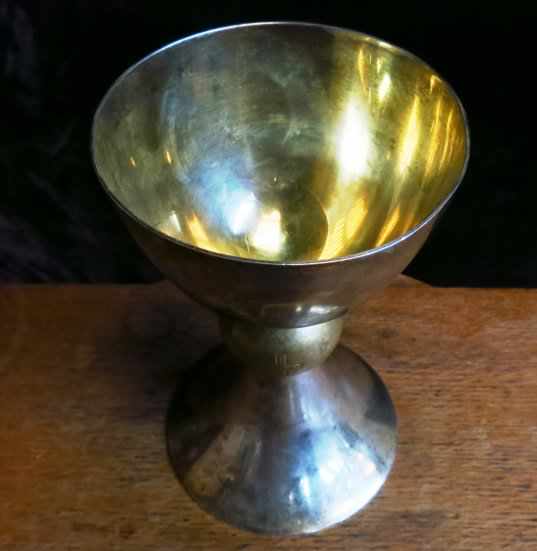 Large Silver Plated Ex- Army Chalice with crosses