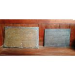 Two Large Bronze Brass Memorial Plaques