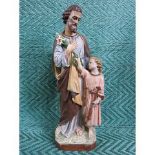 Joseph Saint with Child Plaster Statue